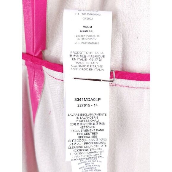 MSGM Faux-Leather Midi Wrap Dress Size 40 US 4 S Pink - Picture 15 of 16